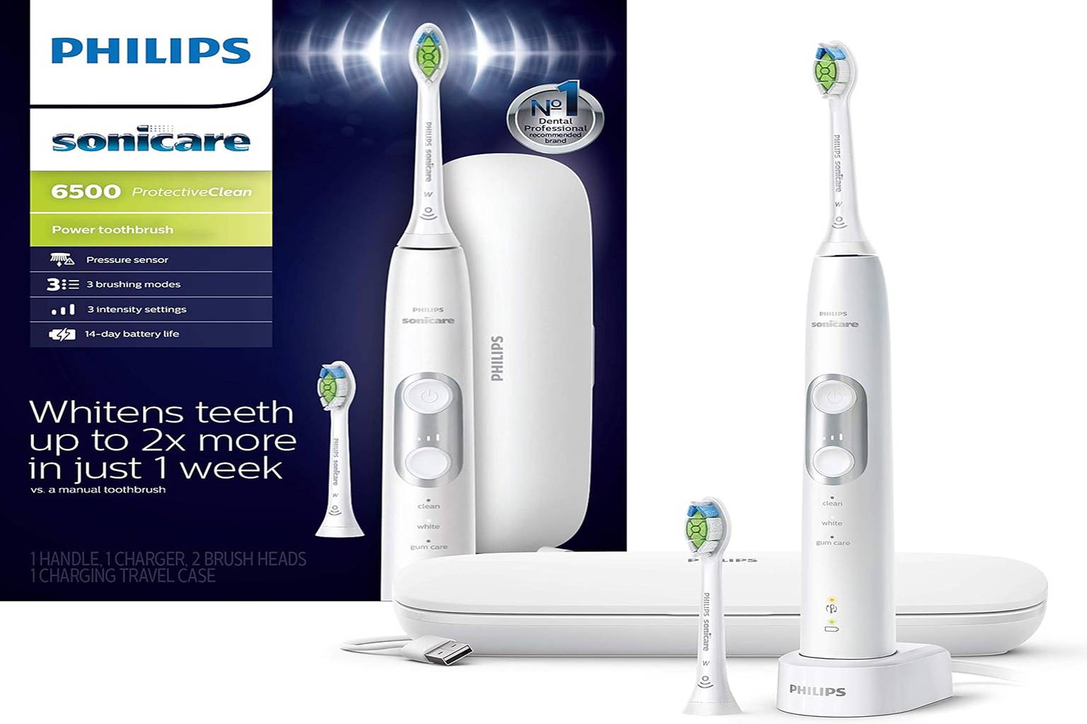 New Philips Sonicare ProtectiveClean 6500 Electric Toothbrush with Pressure Sensor & Quadpacer